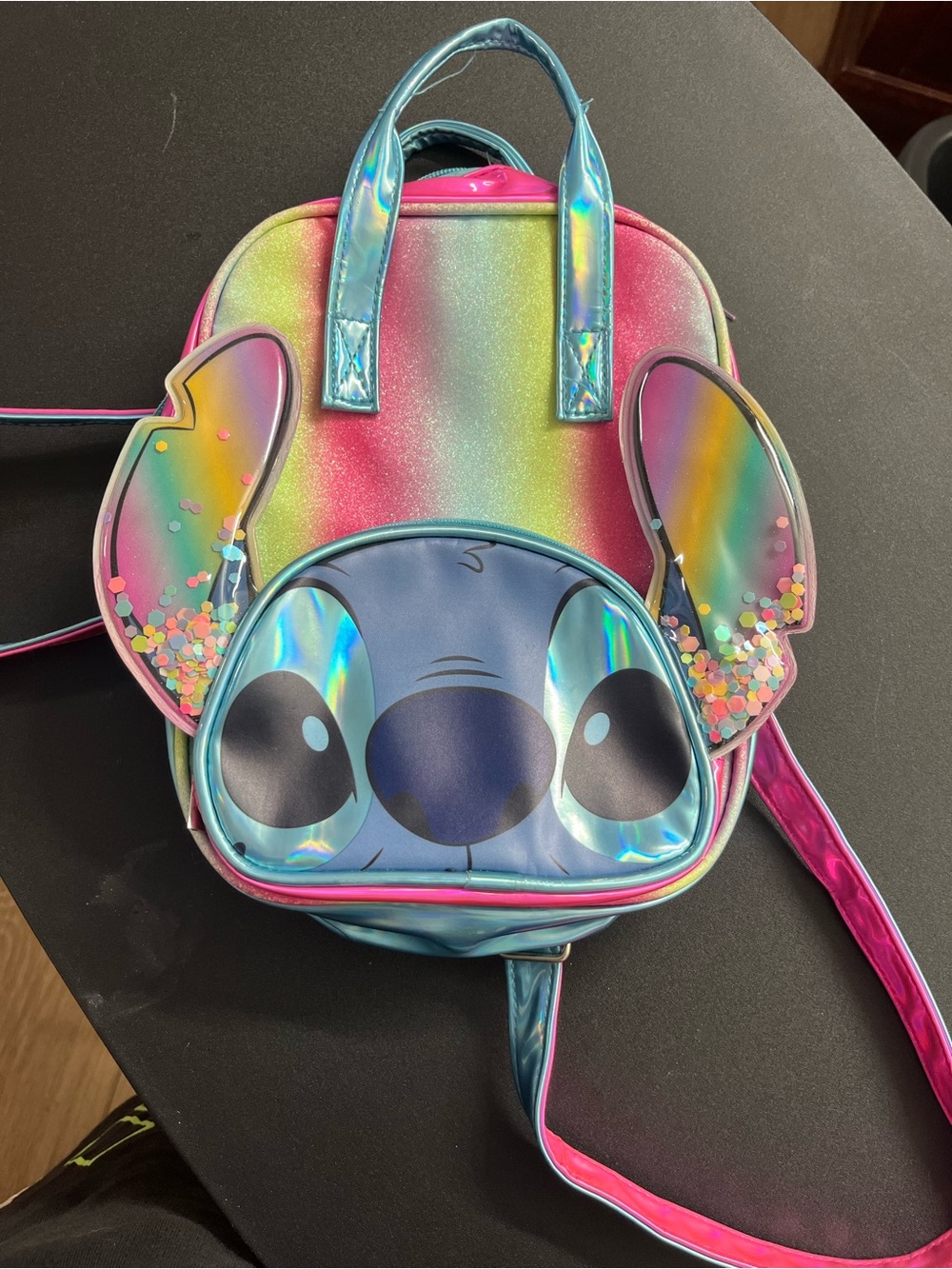 Stitch Rainbow Holographic Kids Backpack - Blue/Pink